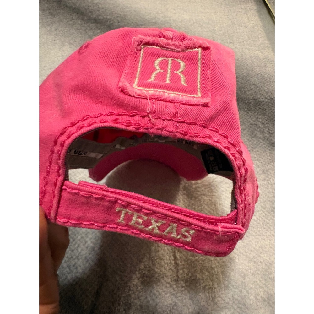 (CL) Robin Ruth Texas Original Pink Distressed Baseball Cap Floral Applique Hat - Picture 10 of 10